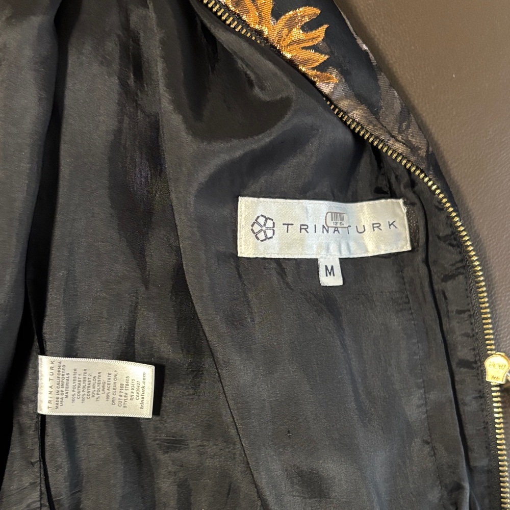 Trina Turk Floral Bomber Jacket - Black and Gold - Picture 6 of 6
